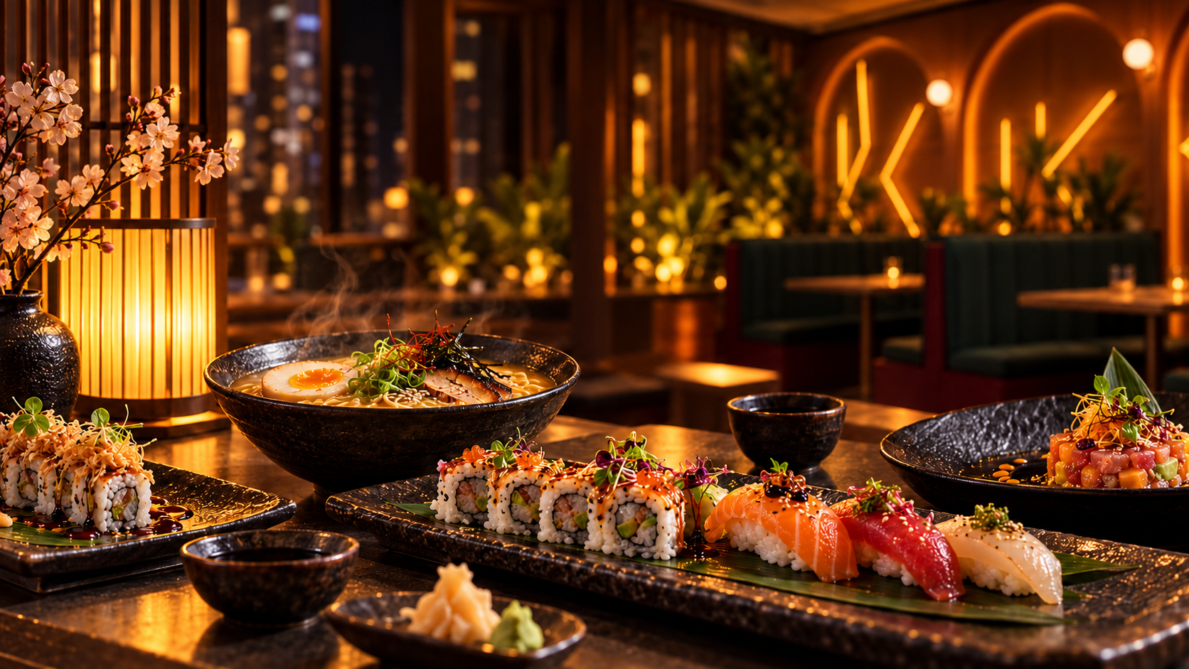 Sushi y platos japoneses de la experiencia Tokio en Raizal
